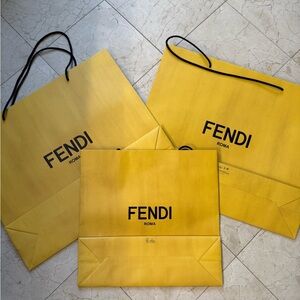 Fendi Yellow Large Shopping Bags